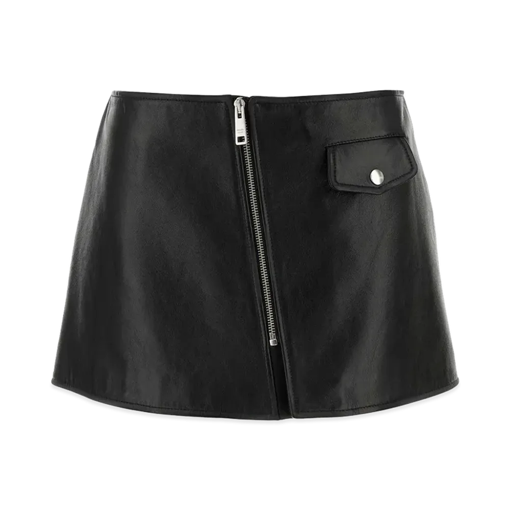 PRADA Women's Leather Mini Skirt "Black"