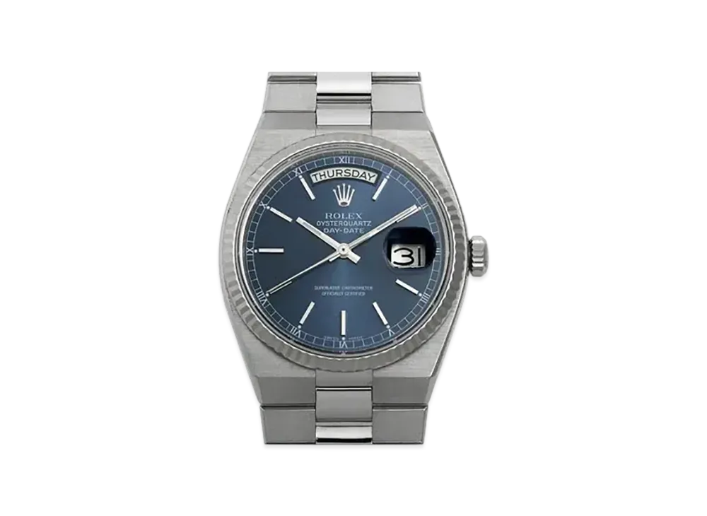 ロレックス オイスター クォーツ デイデイト ブルー文字盤 19019