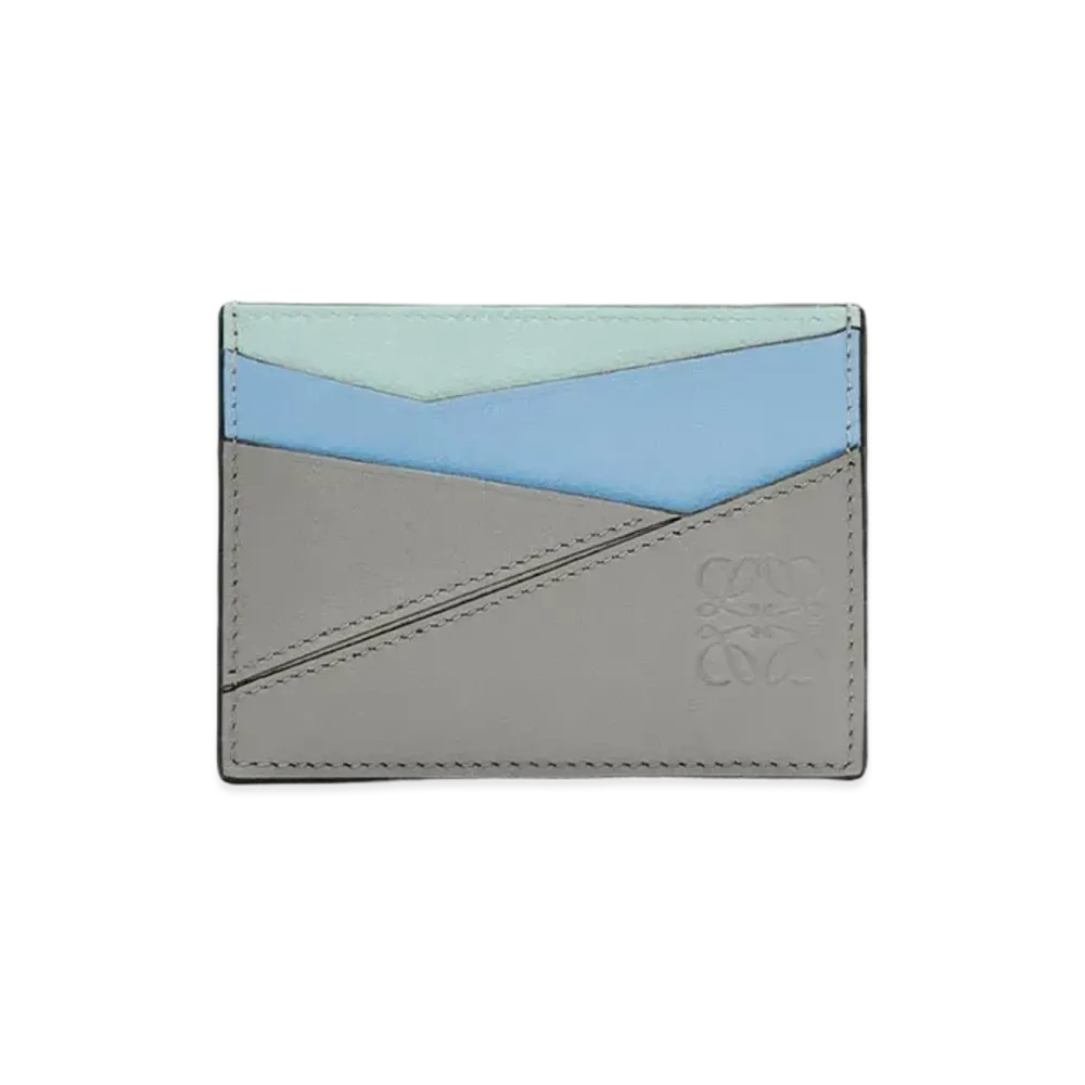 LOEWE Puzzle Plain Cardholder in Classic Calfskin "Asphalt Grey/Olympic Blue"