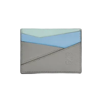 LOEWE Puzzle Plain Cardholder in Classic Calfskin "Asphalt Grey/Olympic Blue"