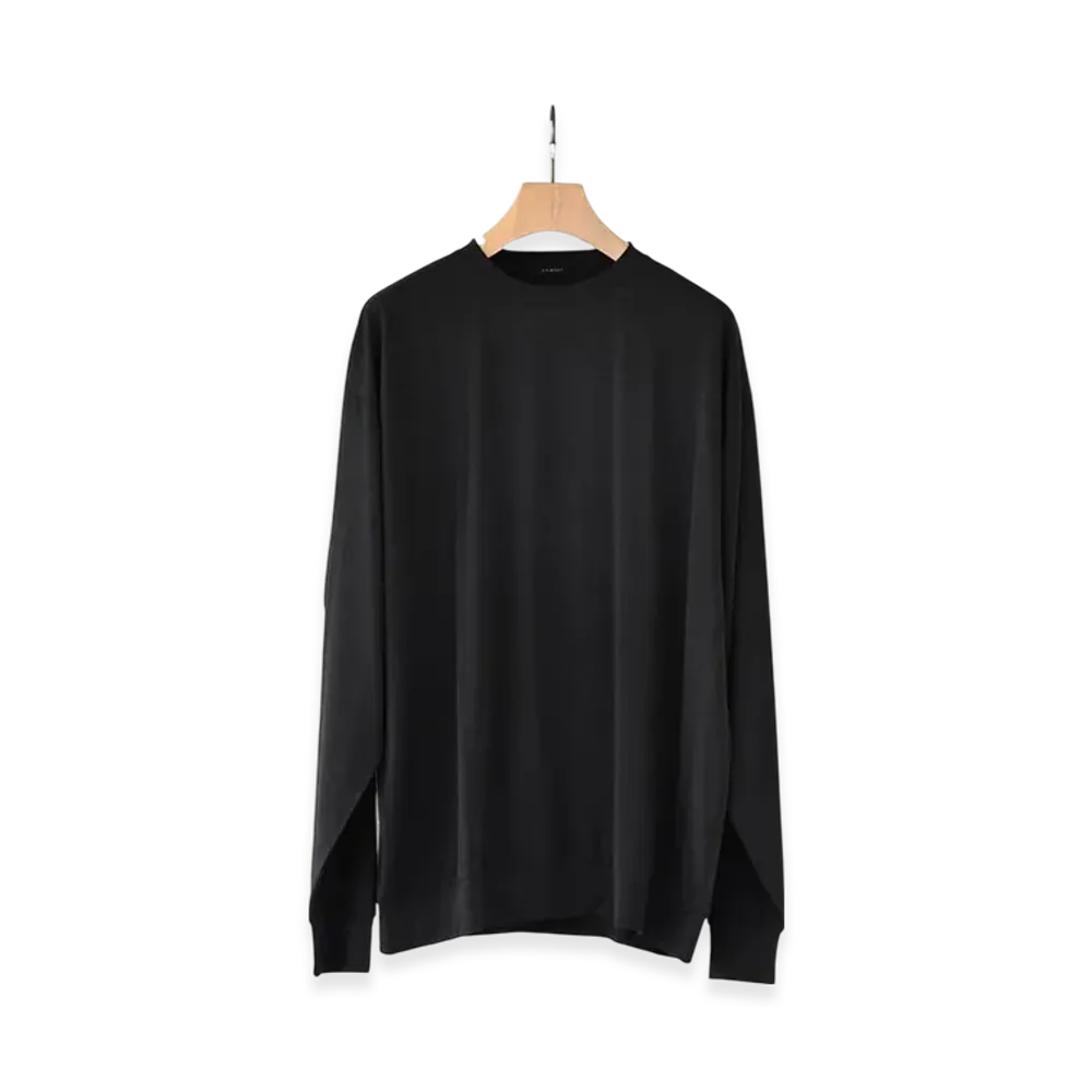 COMOLI Summer Wool L/S Crew "Charcoal"