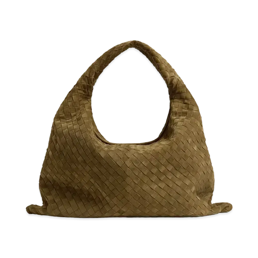 Bottega Veneta Large Hop Smooth Suede "Olive Oil"