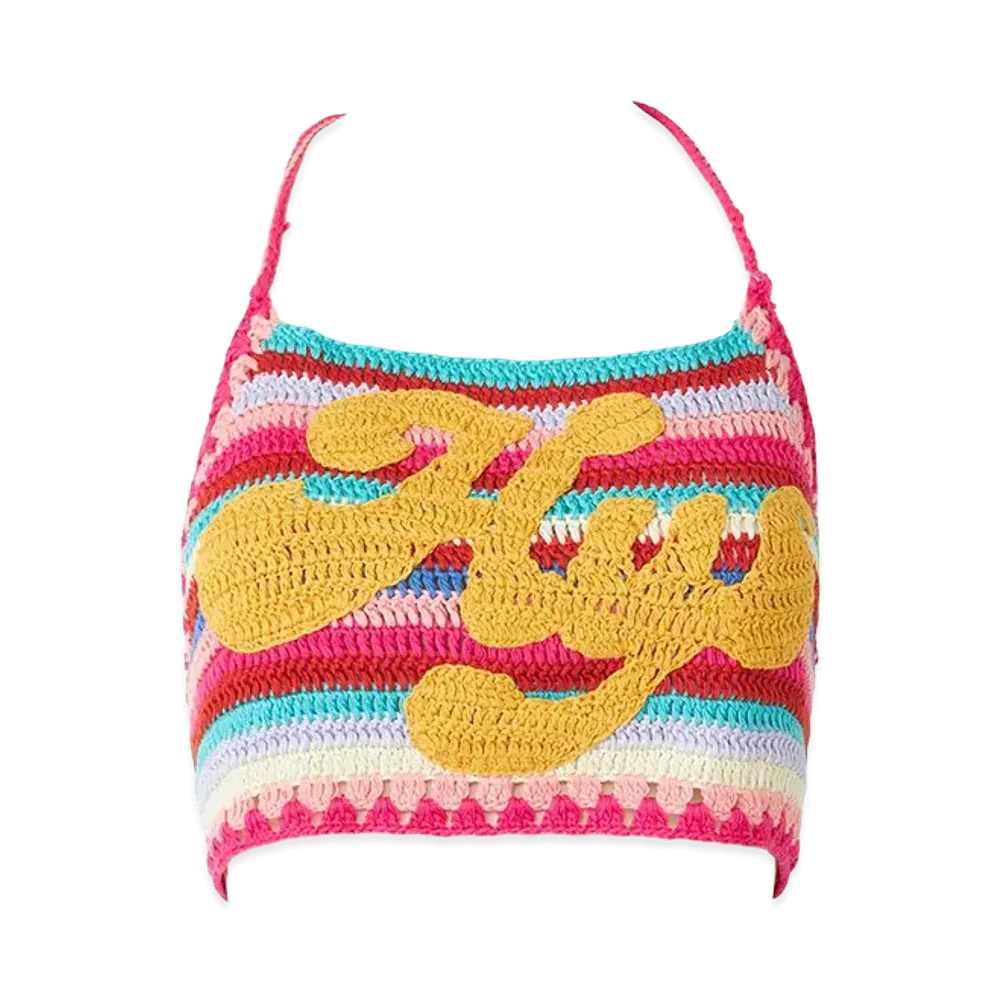 HYSTERIC GLAMOUR Women's HYS Logo Hand-Knit Halter Neck "Pink"