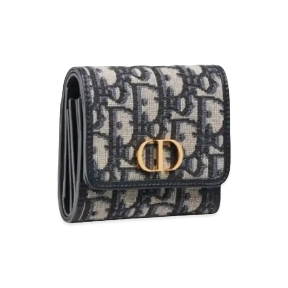 Dior 30 Montaigne Lotus Wallet "Blue"