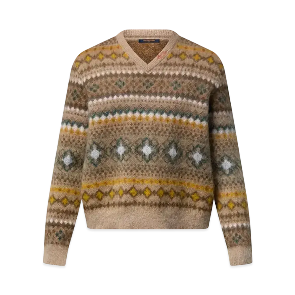 Louis Vuitton Mohair Blend Fair Isle Pullover "Downtown Brown"