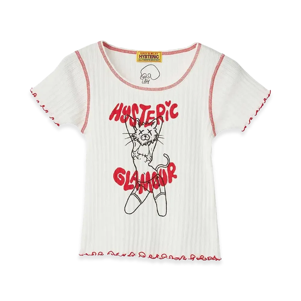HYSTERIC GLAMOUR Women's Ivy/Naughty Kitty Mini Tee "White"