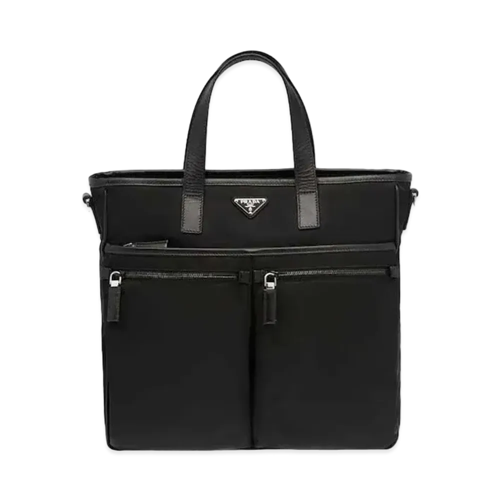 PRADA Re-Nylon And Saffiano Leather Tote Bag "Black"