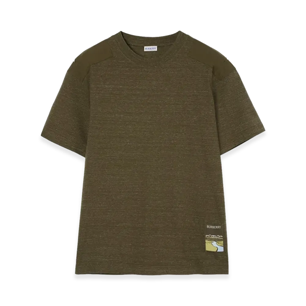 Burberry Landscape Label Cotton Tee "Thorn Green Melange"