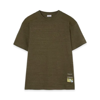 Burberry Landscape Label Cotton Tee "Thorn Green Melange"