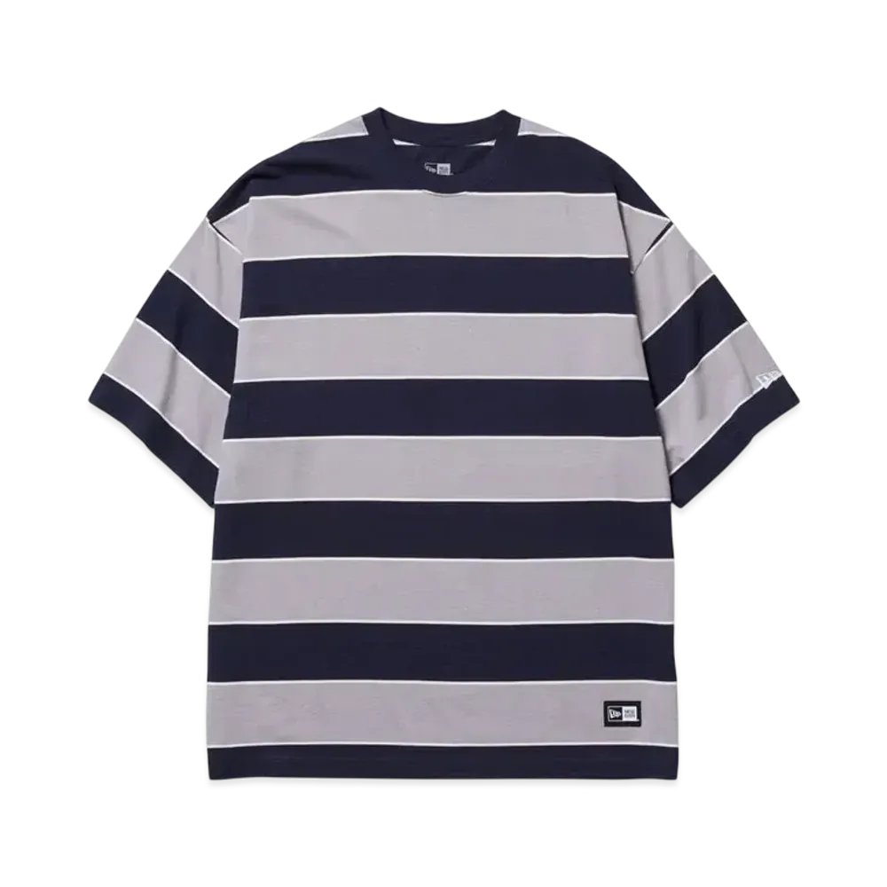 NEW ERA Short Sleeve Oversized Cotton T-shirt Multi Border "Navy"