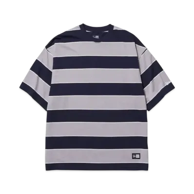 NEW ERA Short Sleeve Oversized Cotton T-shirt Multi Border "Navy"