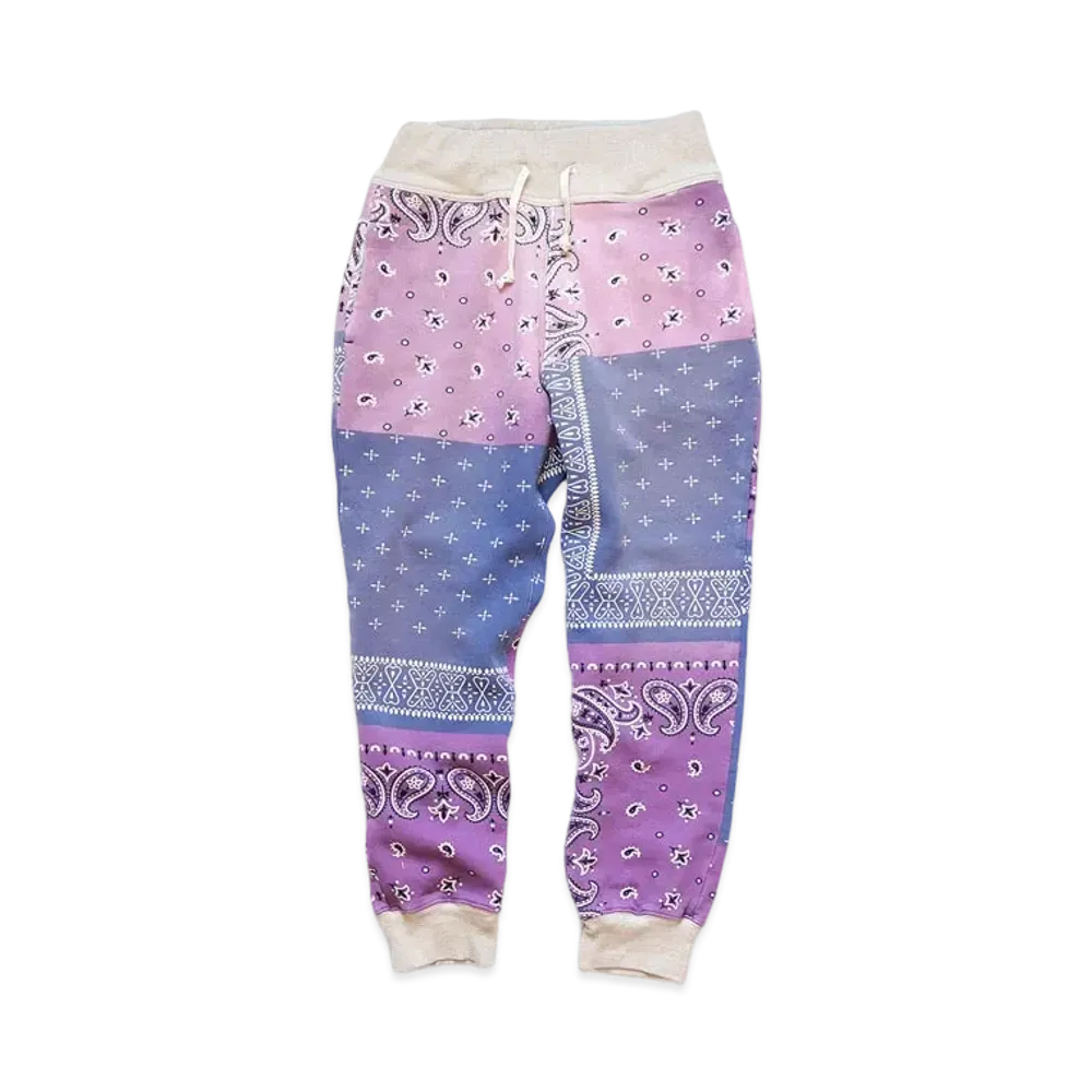 KAPITAL BACK HAIR BANDANA PATTERN SWEAT RIB PANTS "Light Purple"