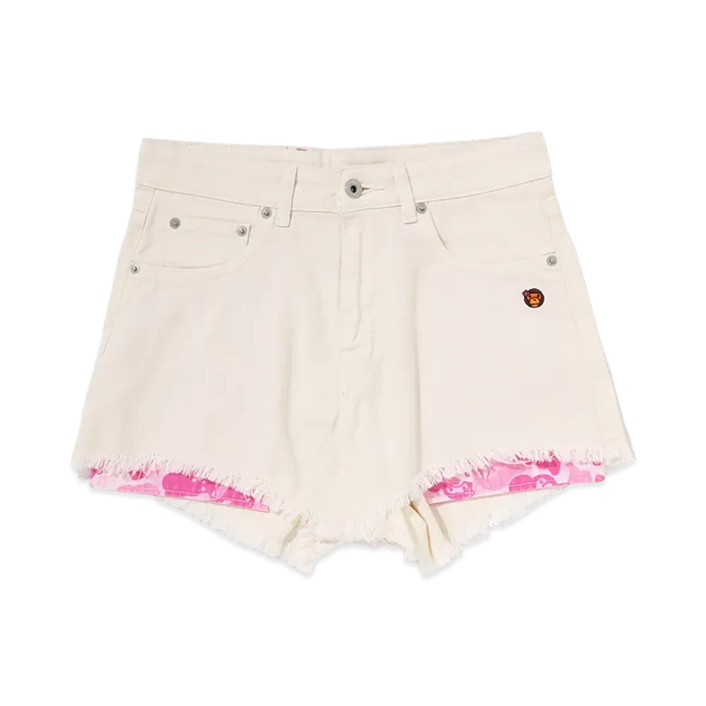 A BATHING APE Women's Baby Lisa One Point Shorts "Ivory"