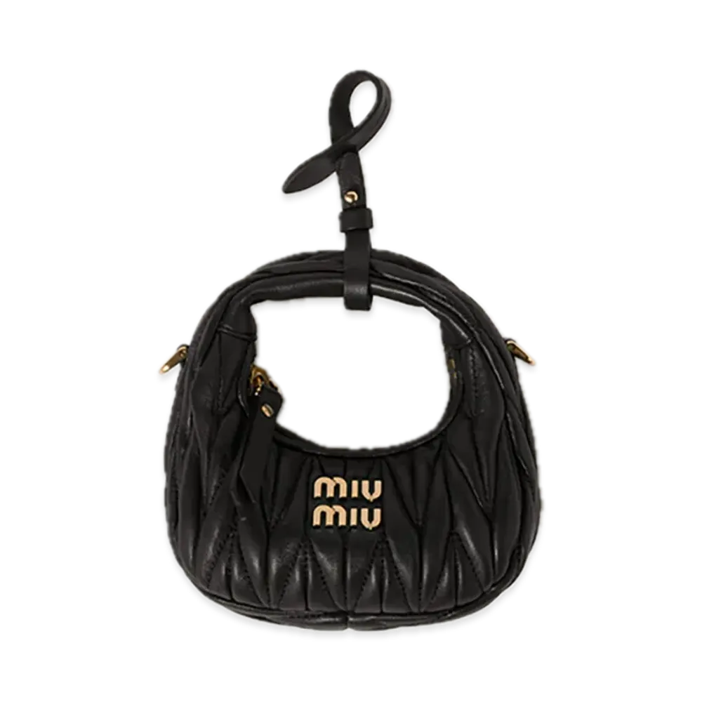 MIU MIU Wander Matelasse Leather Hobo Bag "Black"