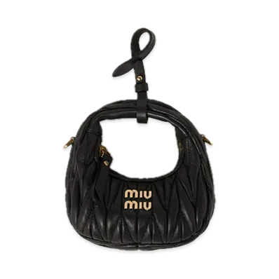MIU MIU Wander Matelasse Leather Hobo Bag "Black"