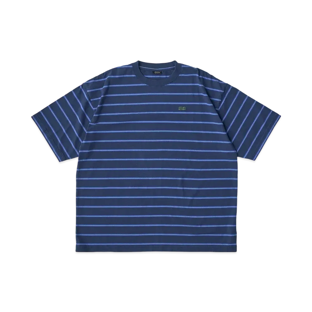 SEDAN ALL-PURPOSE Striped S/S Tee "Navy/Blue"