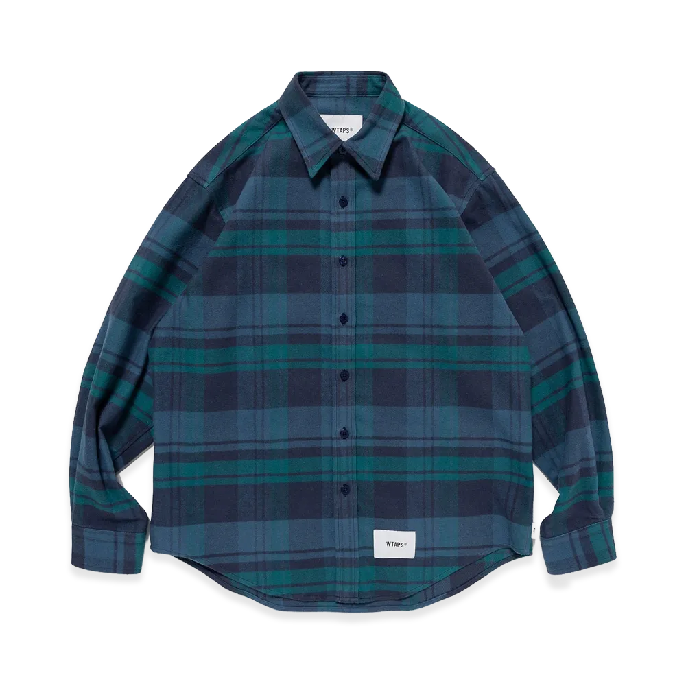 WTAPS TXT 01 / LS / Cotton Flannel Textile "Green"