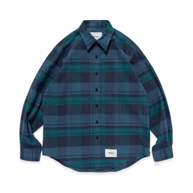 WTAPS TXT 01 / LS / Cotton Flannel Textile "Green"