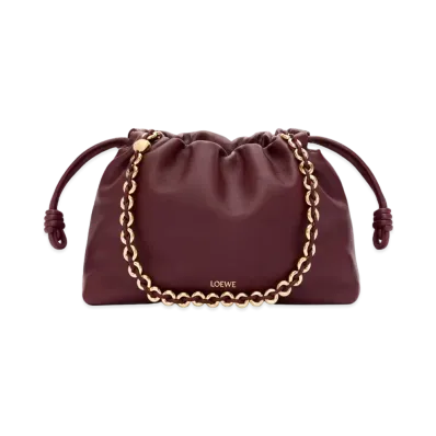 LOEWE Flamenco Purse Bag In Mellow Nappa Lambskin "Dark Burgundy"