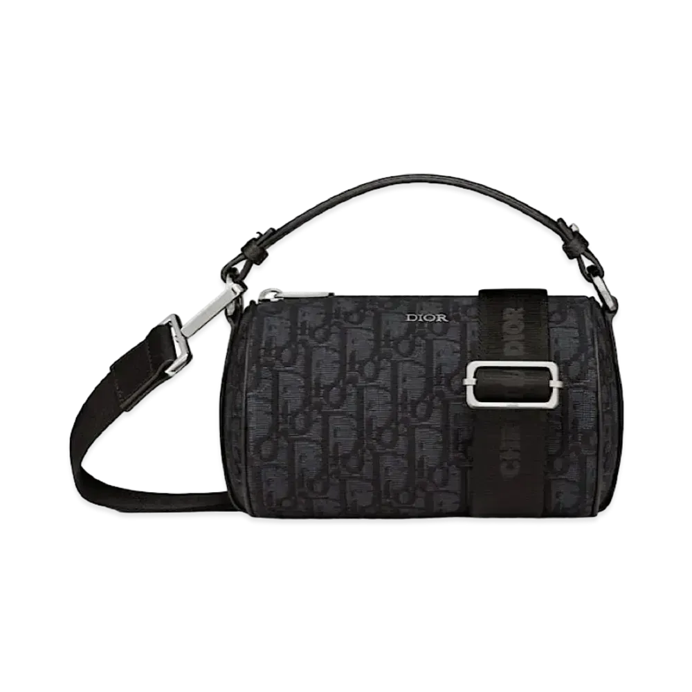 Dior Roller Mini Messenger Bag Dior Oblique Jacquard & Grain Calfskin "Black"
