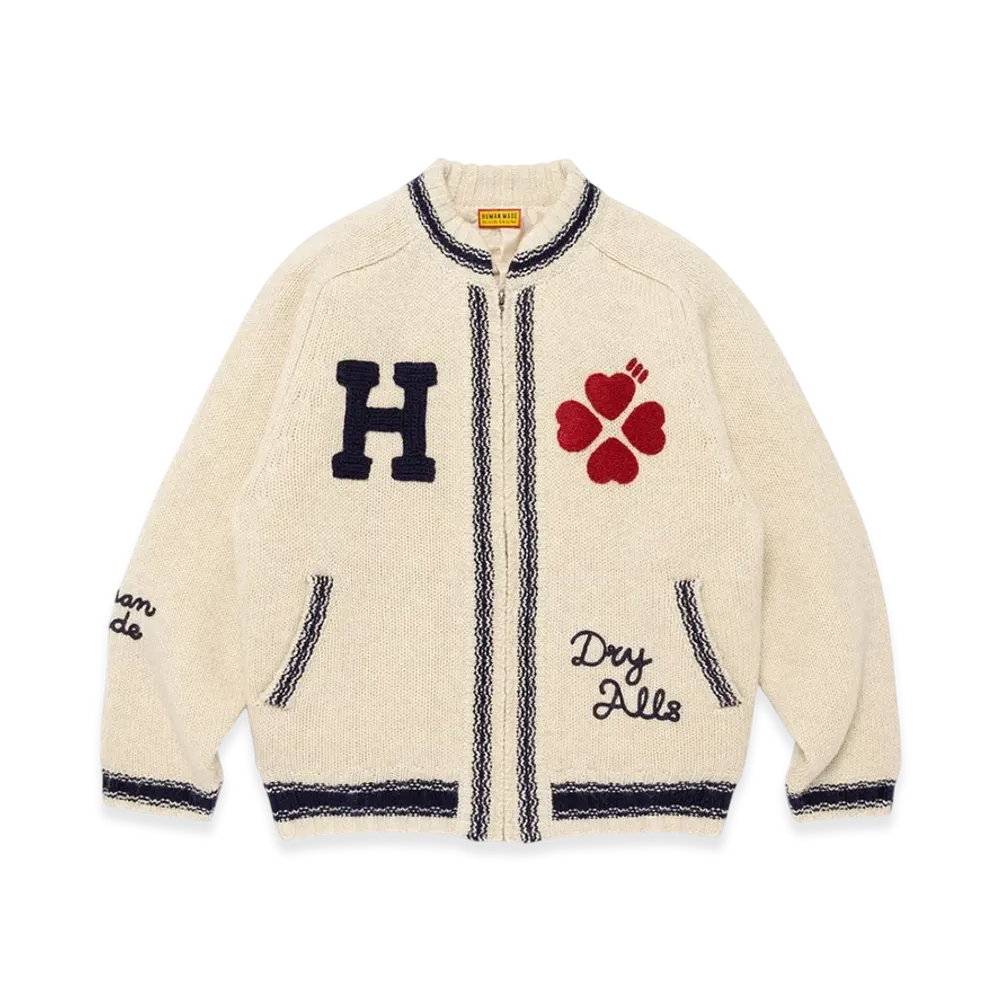 HUMAN MADE Zip-Up Knit Jacket "White"
