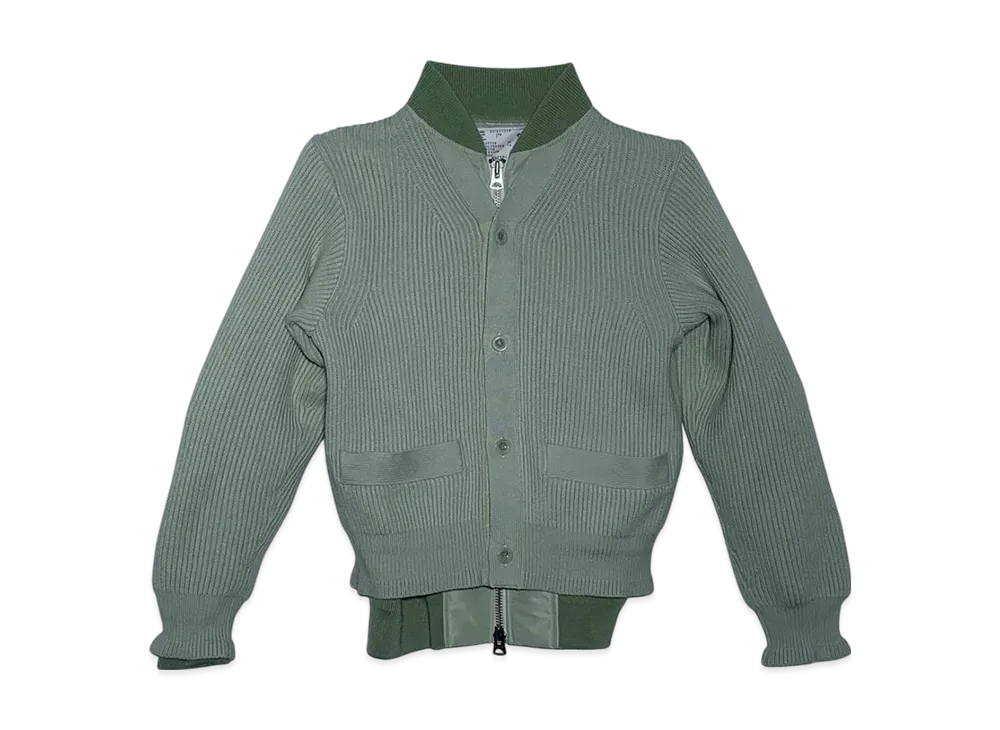 Sacai Nylon Twill Knit Cardigan "Light Green"