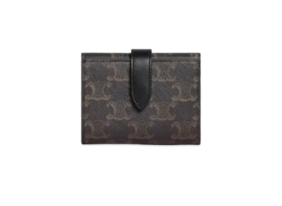 CELINE Fine Strap Wallet In Triomphe Canvas And Lambskin "Black"