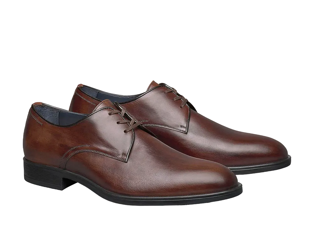 JOHNSTON & MURPHY Flynch Plain Toe "Mahogany Italian Calfskin" 24-6324
