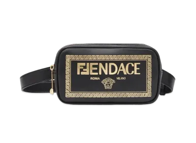 FENDI x Versace Fendace Printed Black Leather Logo Bag "Black"