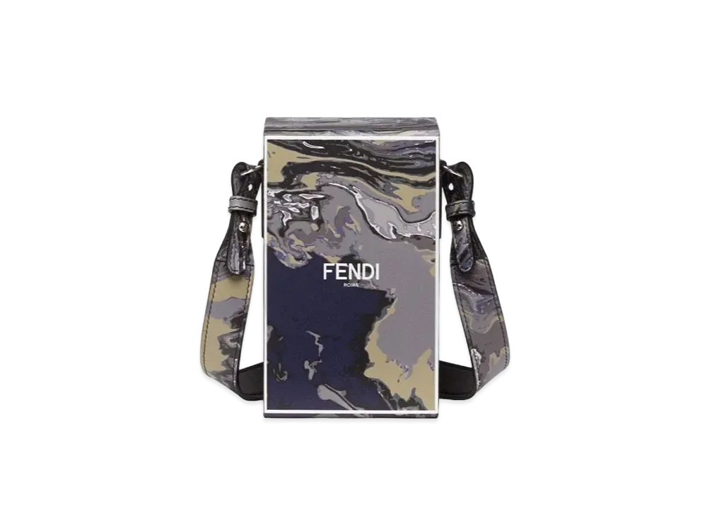 FENDI Vertical Box Marble Printed Leather Bag "Multicolor"