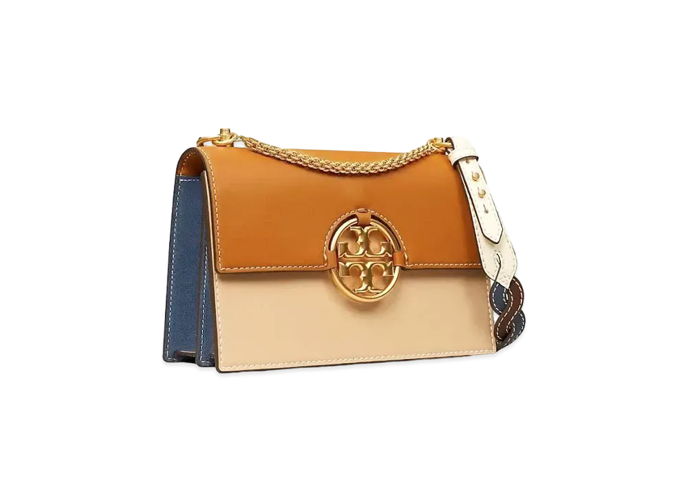 TORY BURCH Mirror color block shoulder bag "Caramel Corn/Dromedary"