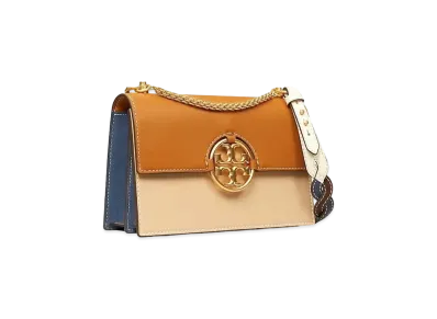 TORY BURCH Mirror color block shoulder bag "Caramel Corn/Dromedary"