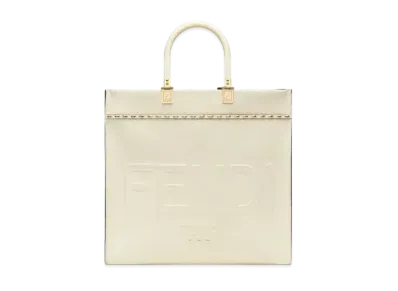 FENDI Sunshine Medium Leather Shopper "White"