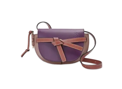 LOEWE Mini Gate Dual Bag In Soft Calfskin "Prune/Havana"