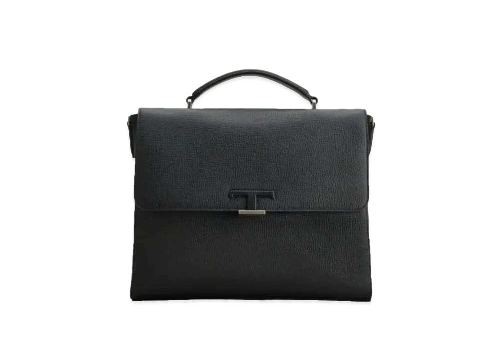 TOD'S Timeless Leather Slim Brief Case Small "Black"