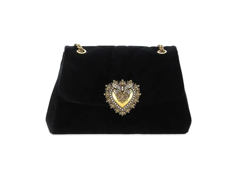 Dolce&Gabbana Devotion Shoulder Bag Big Size Mattrassebbet Leather "Black"