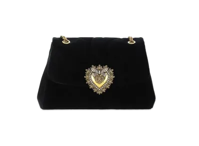 Dolce&Gabbana Devotion Shoulder Bag Big Size Mattrassebbet Leather "Black"