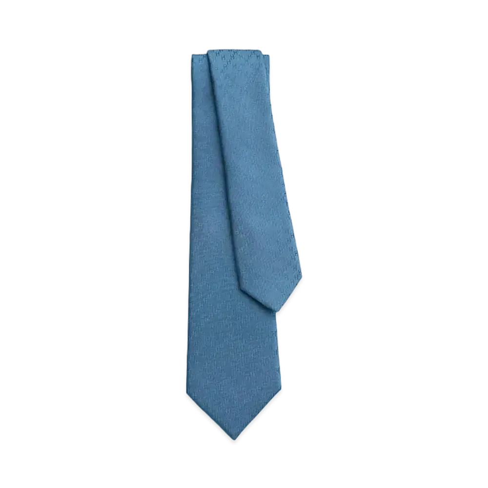 Hermes Tie 7 Faconnee New H tie "Bleu Baltique"
