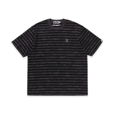A BATHING APE Solid Camo Stripe One Point Relaxed Fit Tee "Charcoal"