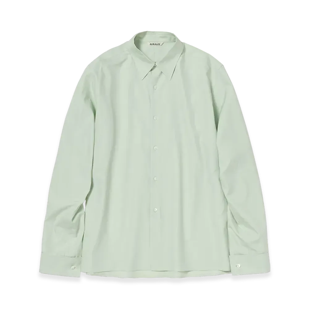 AURALEE Washed Finx Twill Double-Cuff Shirt "Light Khaki"