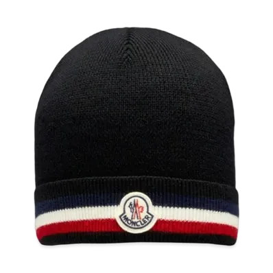 MONCLER Tricolour Wool Beanie "Black"