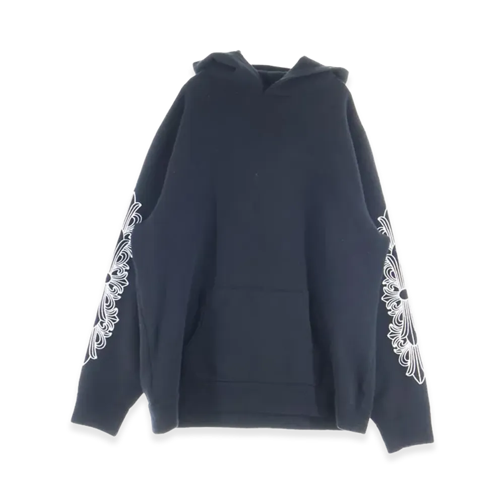 Chrome Hearts Arm Floral Cross Embroidered Cashmere Pullover Hoodie "Black"