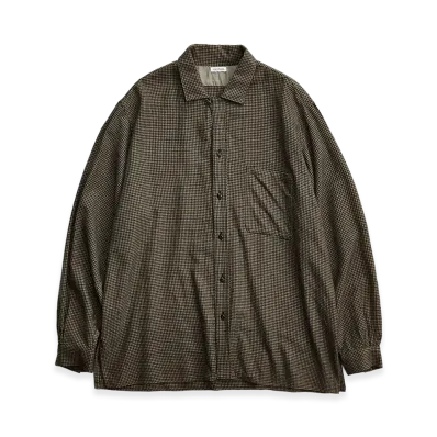 NICENESS S.Coil Super 140's Open Collar Dress Shirt "Khaki"