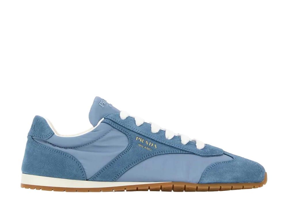 PRADA Women's Light Blue Suede And Re-Nylon Sneakers "Light Blue"