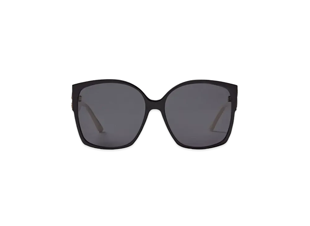 Jimmy Choo Noemi Square-Frame Sunglasses With Crystal JC Logo "Black Ivory"