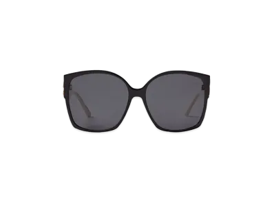 Jimmy Choo Noemi Square-Frame Sunglasses With Crystal JC Logo "Black Ivory"