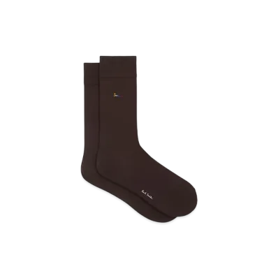 Paul Smith Colorful Logo Embroidered Socks "DarkBrown"