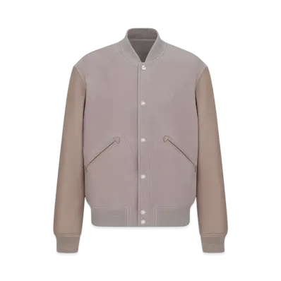 Dior Men's Dior and Hylton Nel Varsity Jacket Cowhide Leather and Cotton Canvas "Beige"