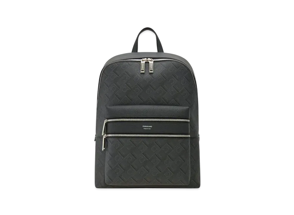 Salvatore Ferragamo Embossed Backpack "Black/Gray"