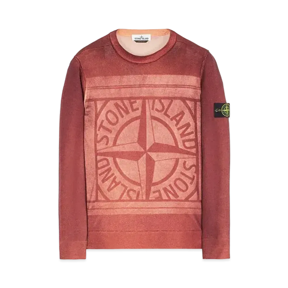 Stone Island 570A8 PURE WOOL_FAST DYE + HAND MADE AIRBRUSH + LASER PRINT: REVERSIBLE "Maroon"